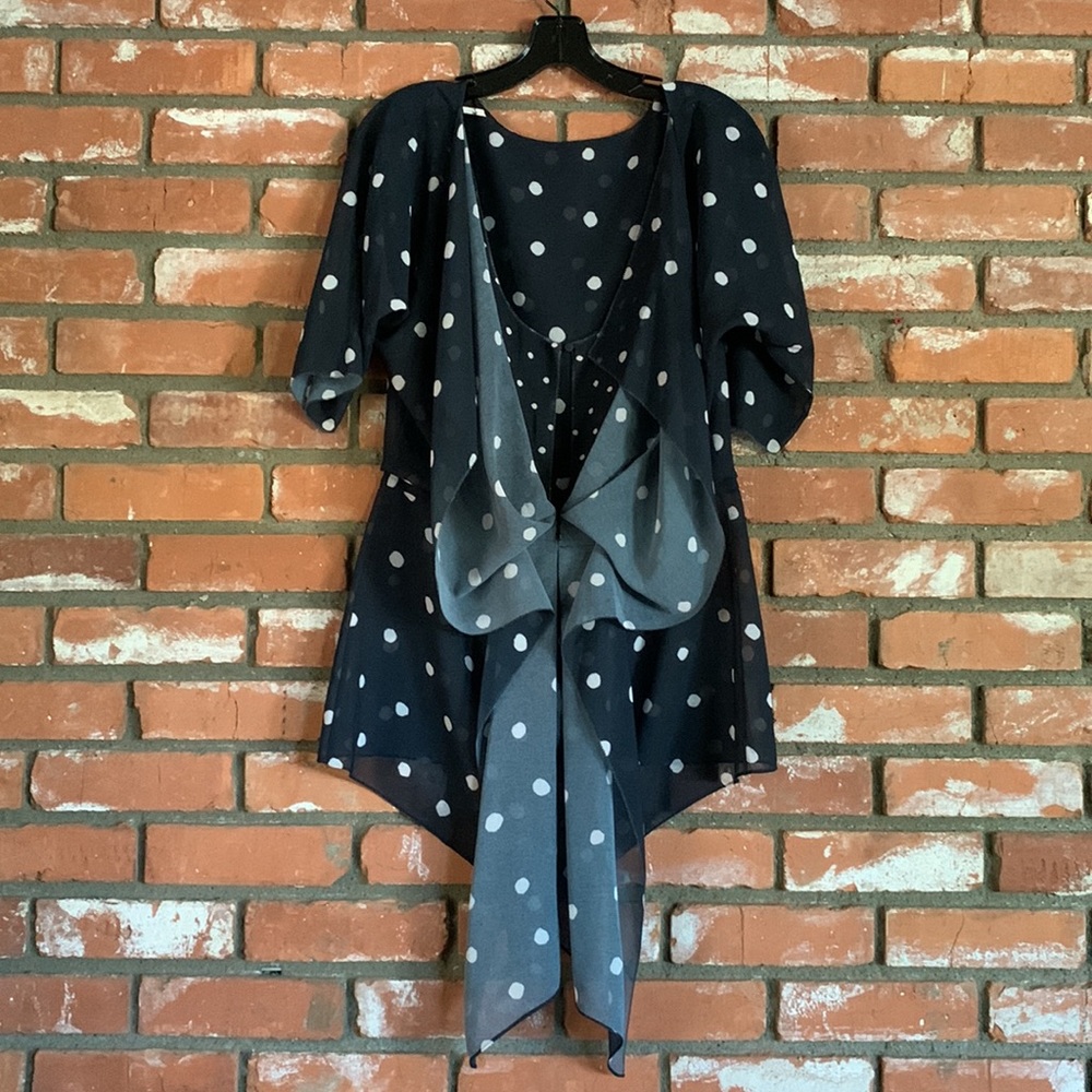 NWOT Halston heritage polka dot blouse BEAUTIFUL back details